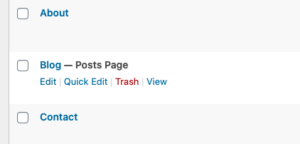Blog set as Posts Page in list of Pages on WP Backend