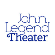 John Legend Theater logo with “John Legend Theater” written in blue text on a white background, celebrating the arts.